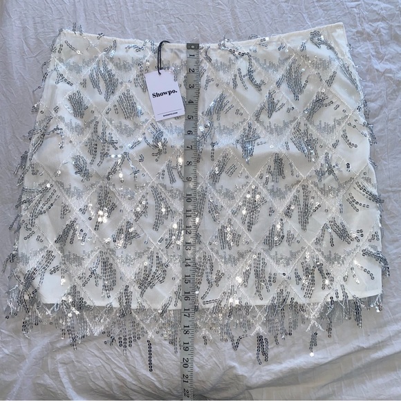 Showpo. Khrizza white silver sequin diamond mesh party/ costume mini skirt 14 - Picture 12 of 12